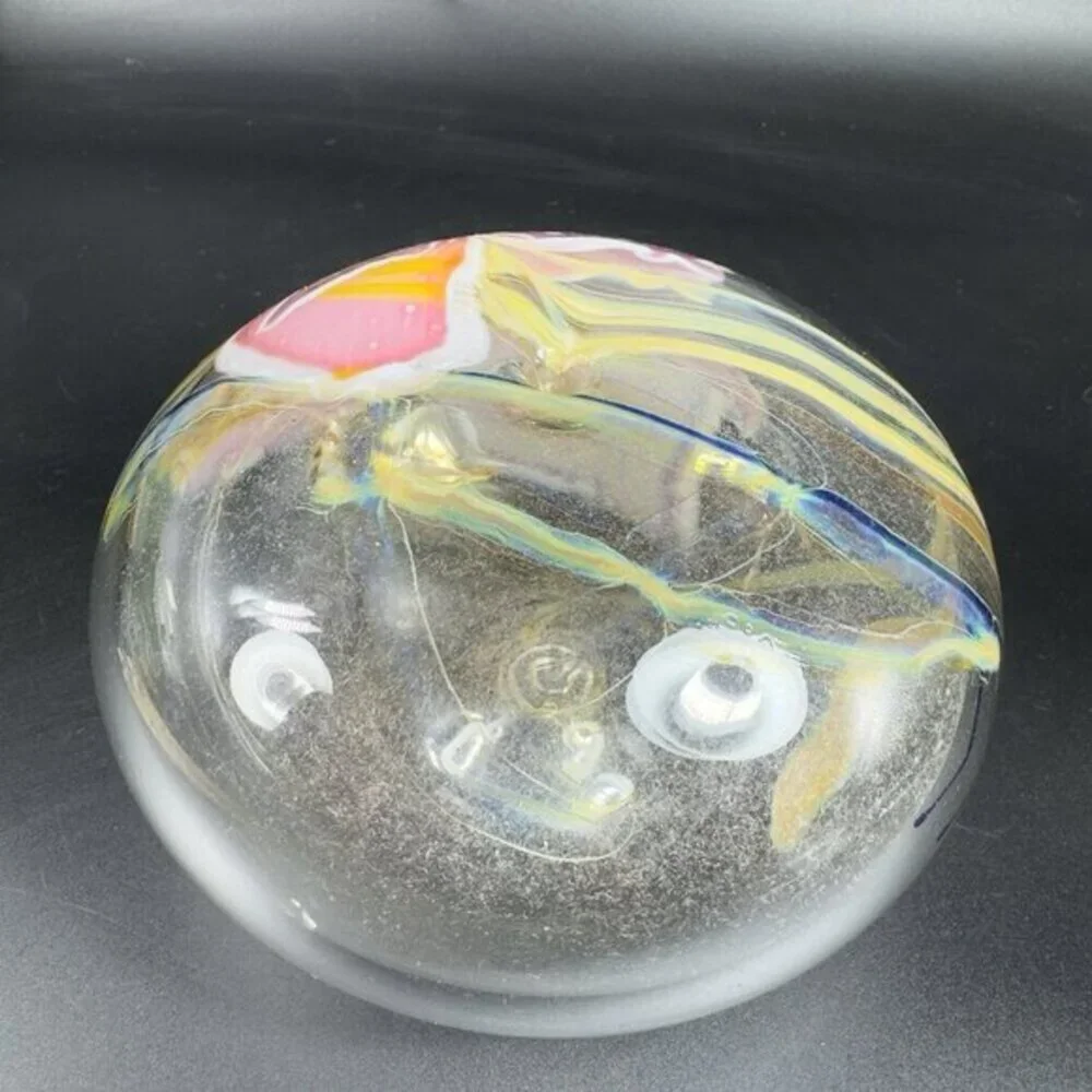 1985 Glasshouse Studios Signed Hand Blown‎ Art Glass Oil Lamp Vase Paperweight